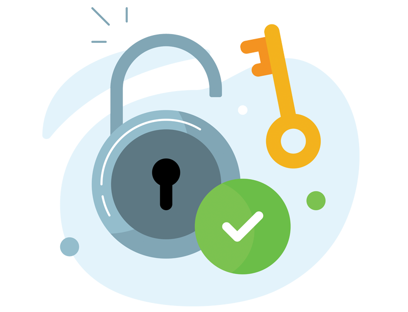 You've uploaded an illustration that appears to depict a concept related to security, specifically a reset password theme with a lock, key, and checkmark.